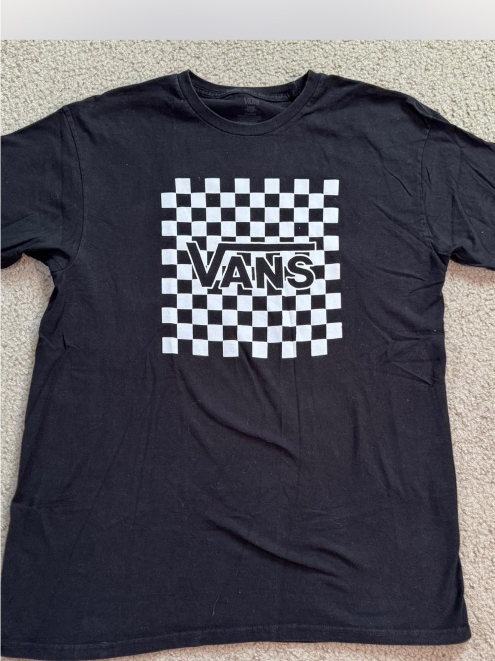 Men’s Vans Black T-Shirt with White Checkerboard Logo